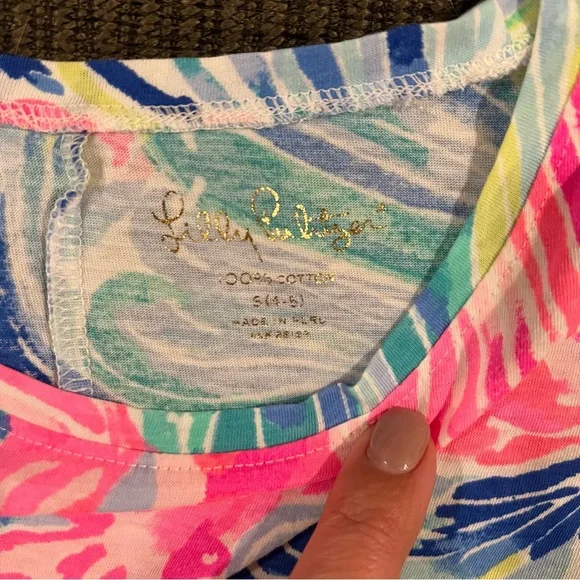 Lilly Pulitzer Mini Lindell Puff Sleeve Dress Girls Size Small 4 - 5 - Picture 2 of 6